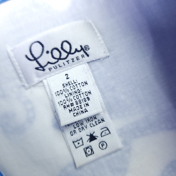 Lilly Pulitzer White Label Blue White Floral  Yellow Belted Pocketed Dre… - Picture 2 of 16